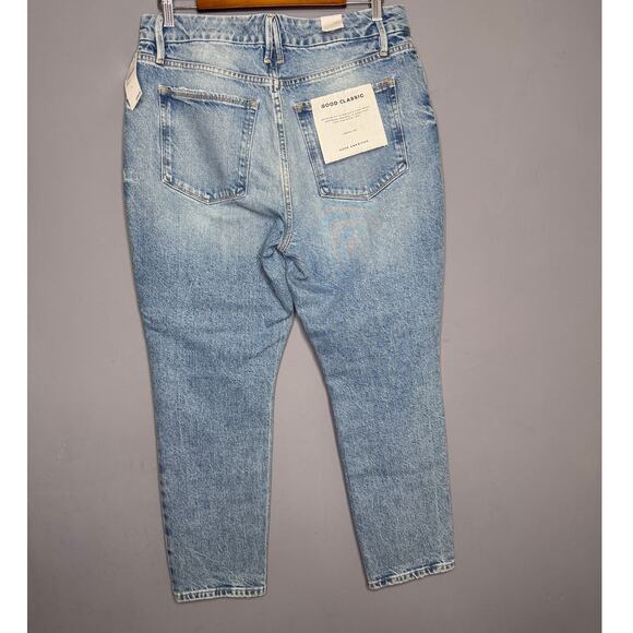 NWT Good American Classic Jeans Size 10 Blue Distressed High Rise Straight Leg - Picture 4 of 4